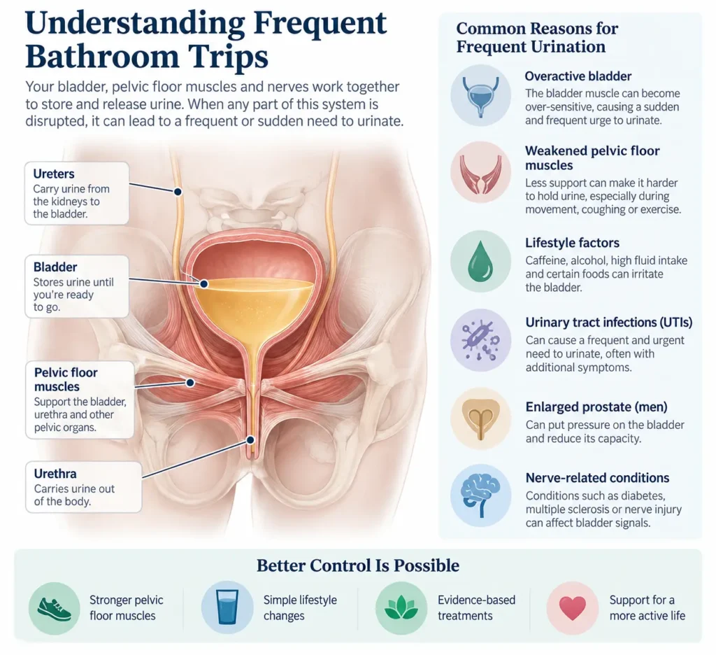 urinary incontinence symptoms and treatment options guide detailed infographics by incontinence direct Cardiff