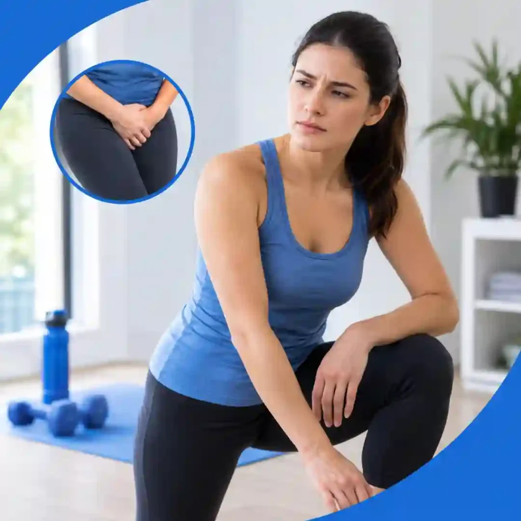 Pelvic-floor exercise Cardiff guidance for urinary leakage, focusing on correct muscle technique, relaxed breathing, muscle relaxation and seeking professional advice if symptoms worsen.